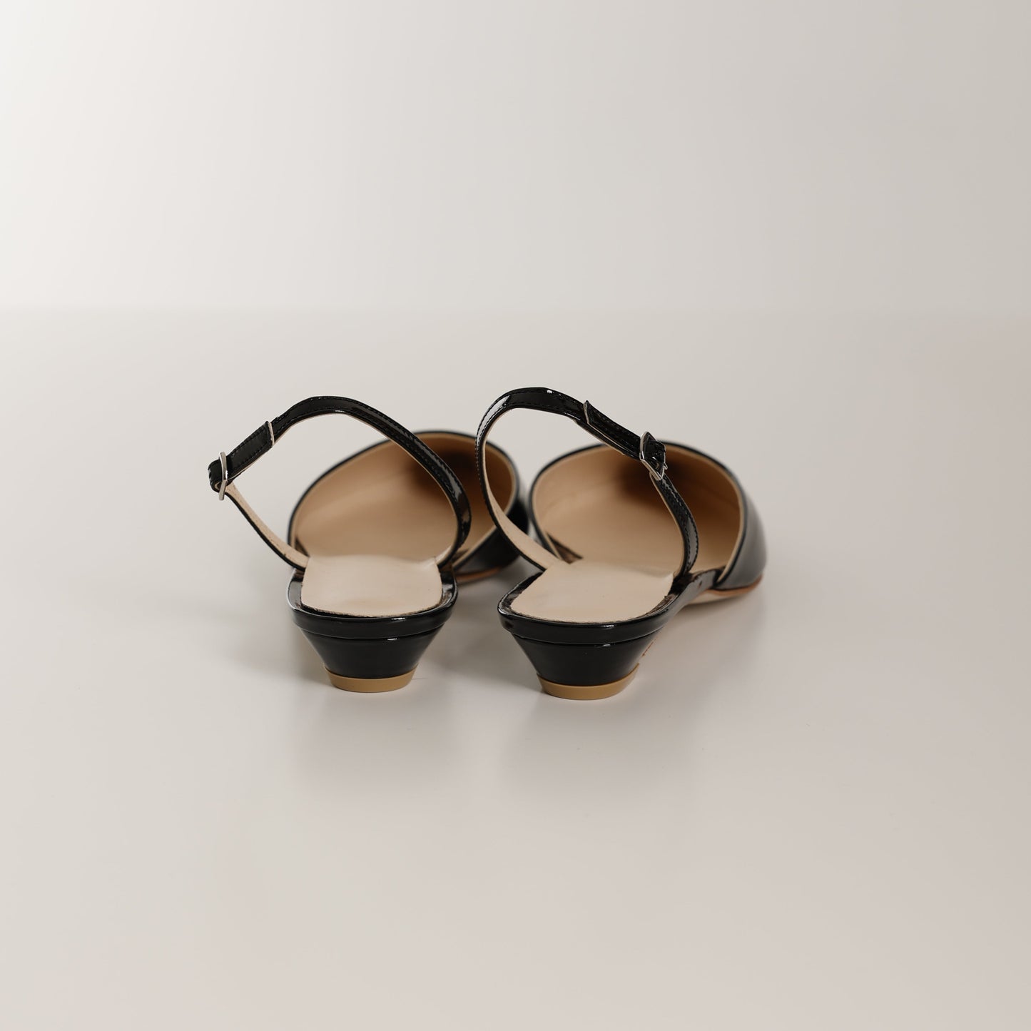 Black Pointed Toe Slingback Flat