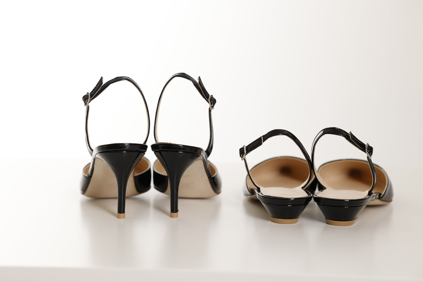 Black Pointed Toe Slingback Flat