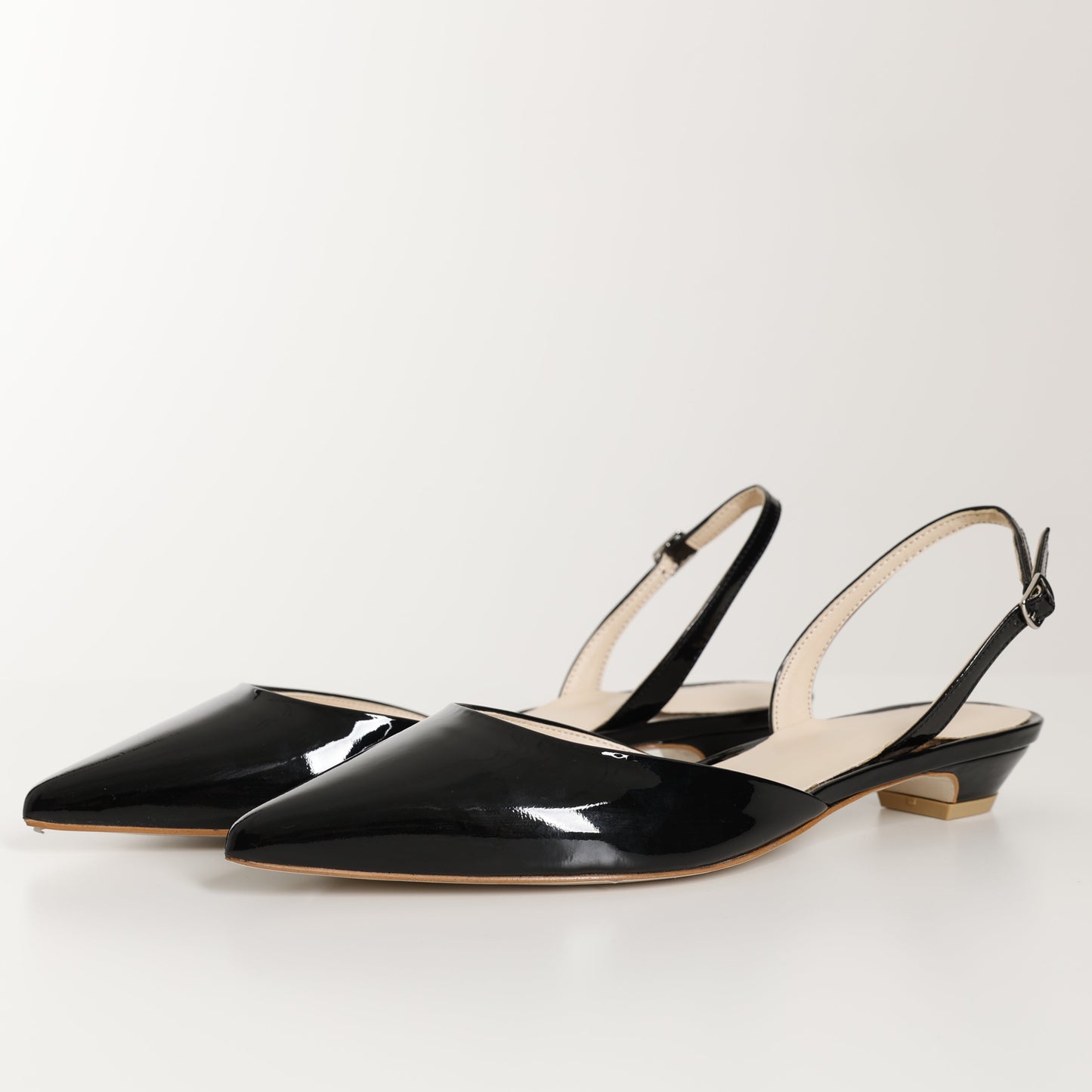 Black Pointed Toe Slingback Flat