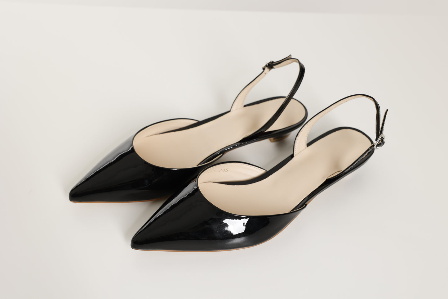 Black Pointed Toe Slingback Flat
