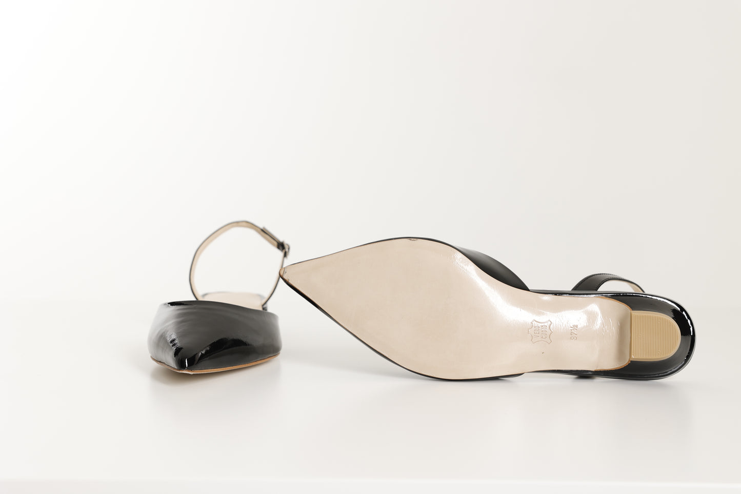 Black Pointed Toe Slingback Flat