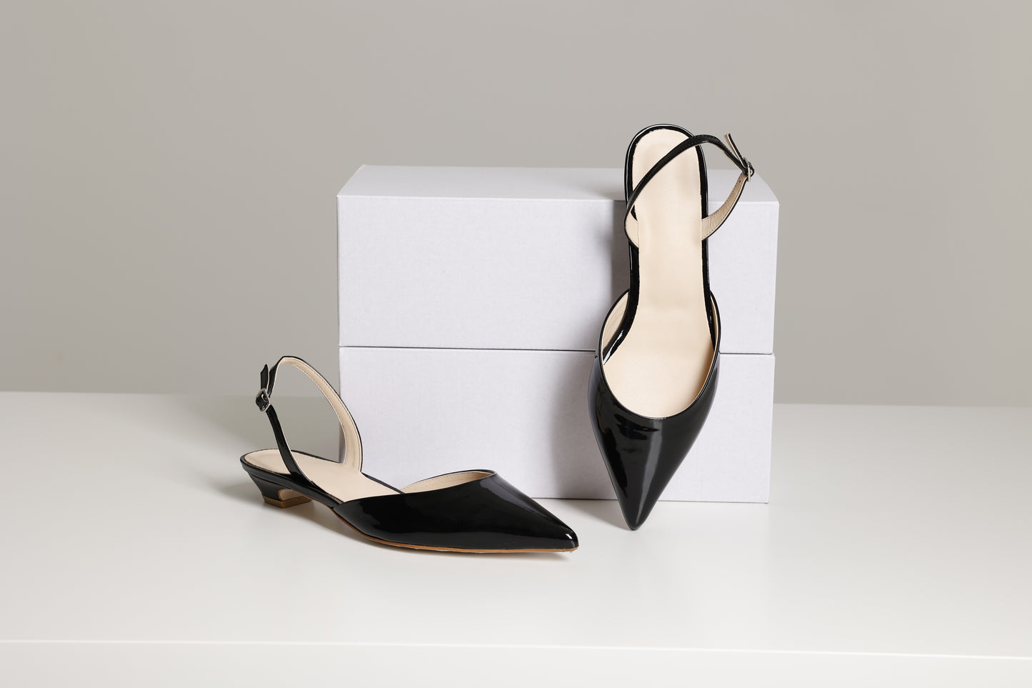 Black Pointed Toe Slingback Flat