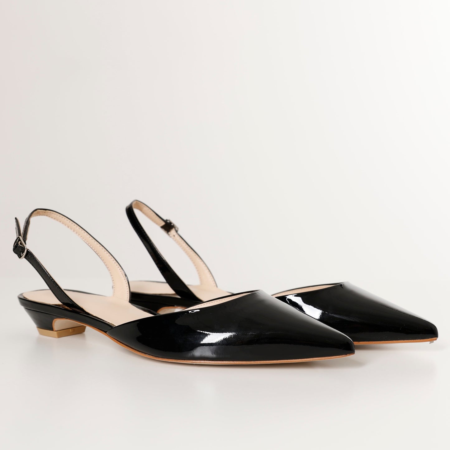 Black Pointed Toe Slingback Flat