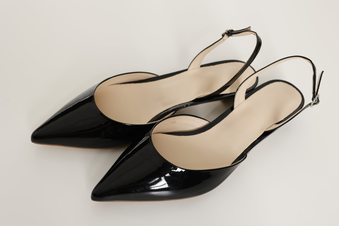 Black Pointed Toe Slingback Flat