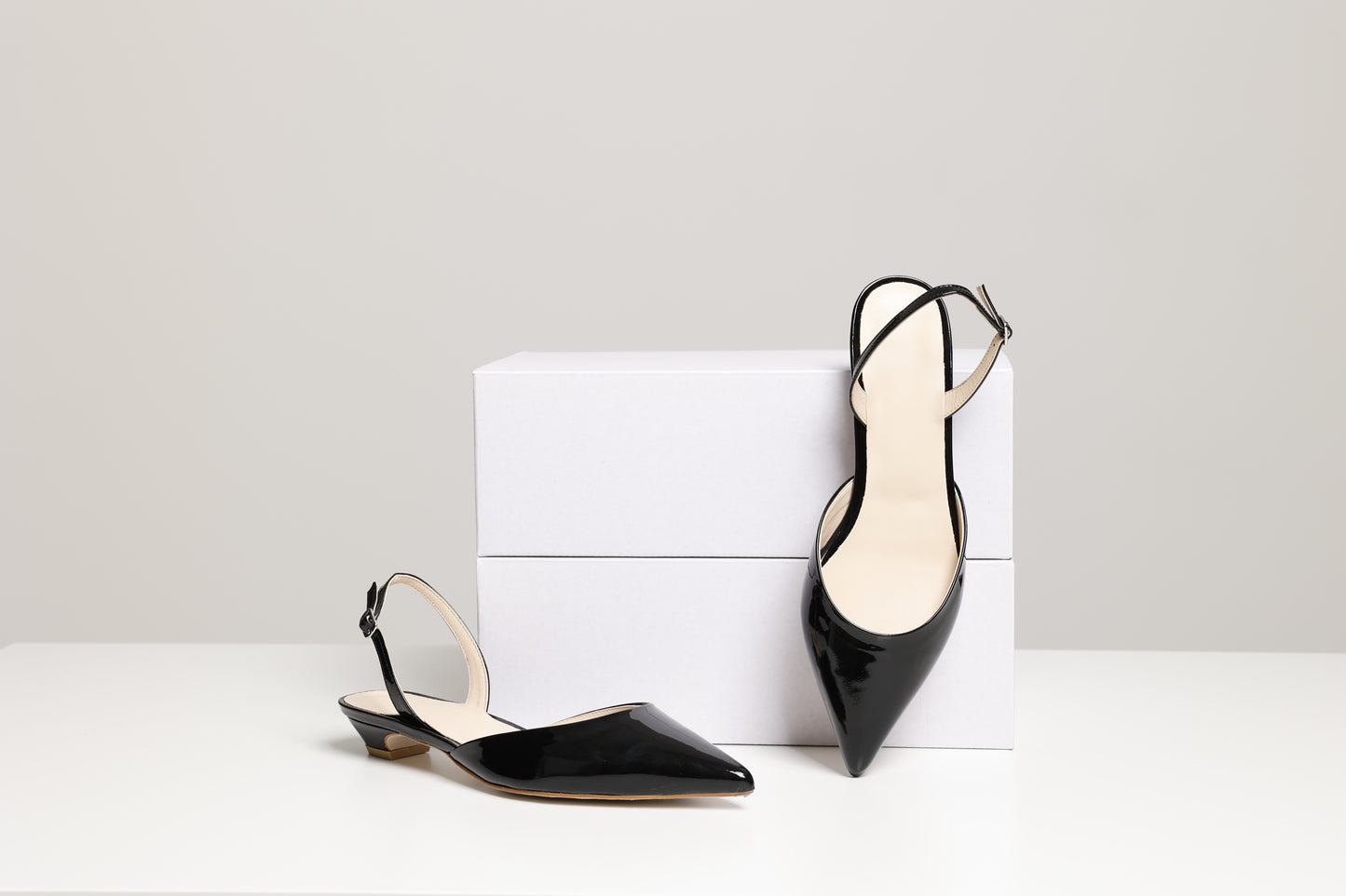 Black Pointed Toe Slingback Flat