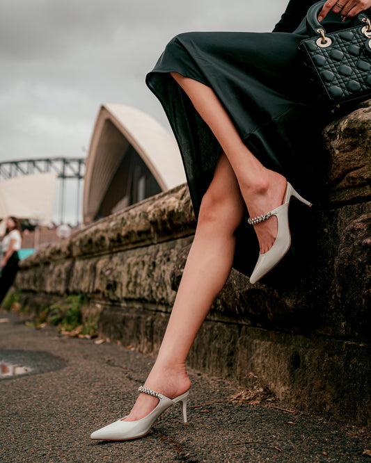 White Crystal Evening Mule